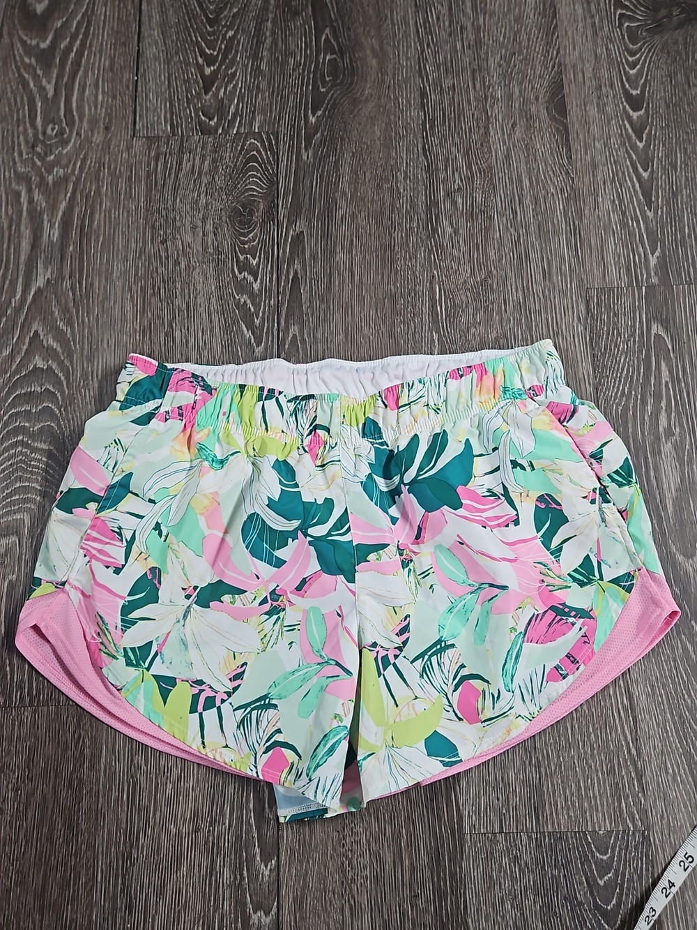 Women's Floral Athletic Shorts in Pink & Green
